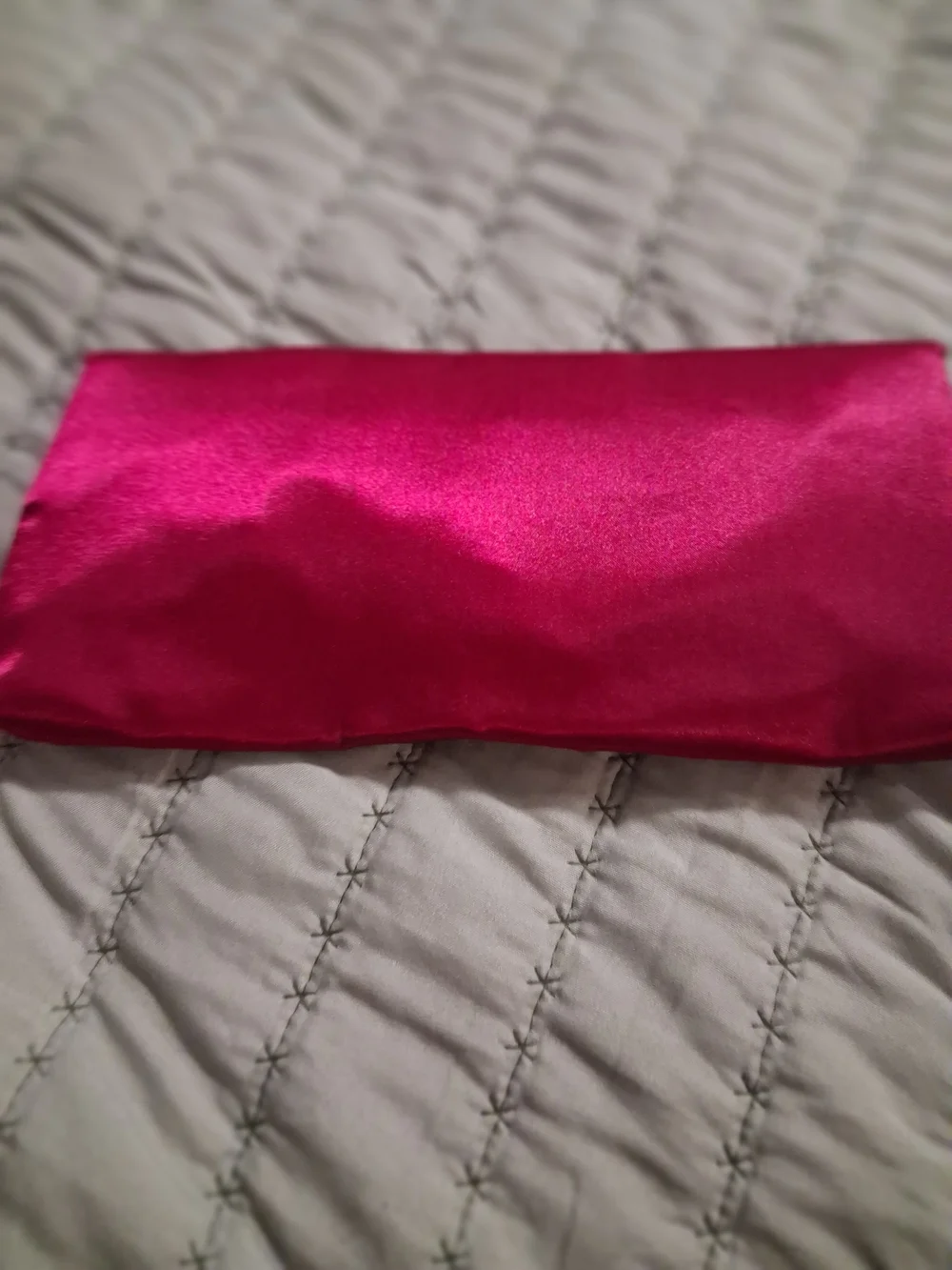 Hot Pink Satin Floral Accent Clutch